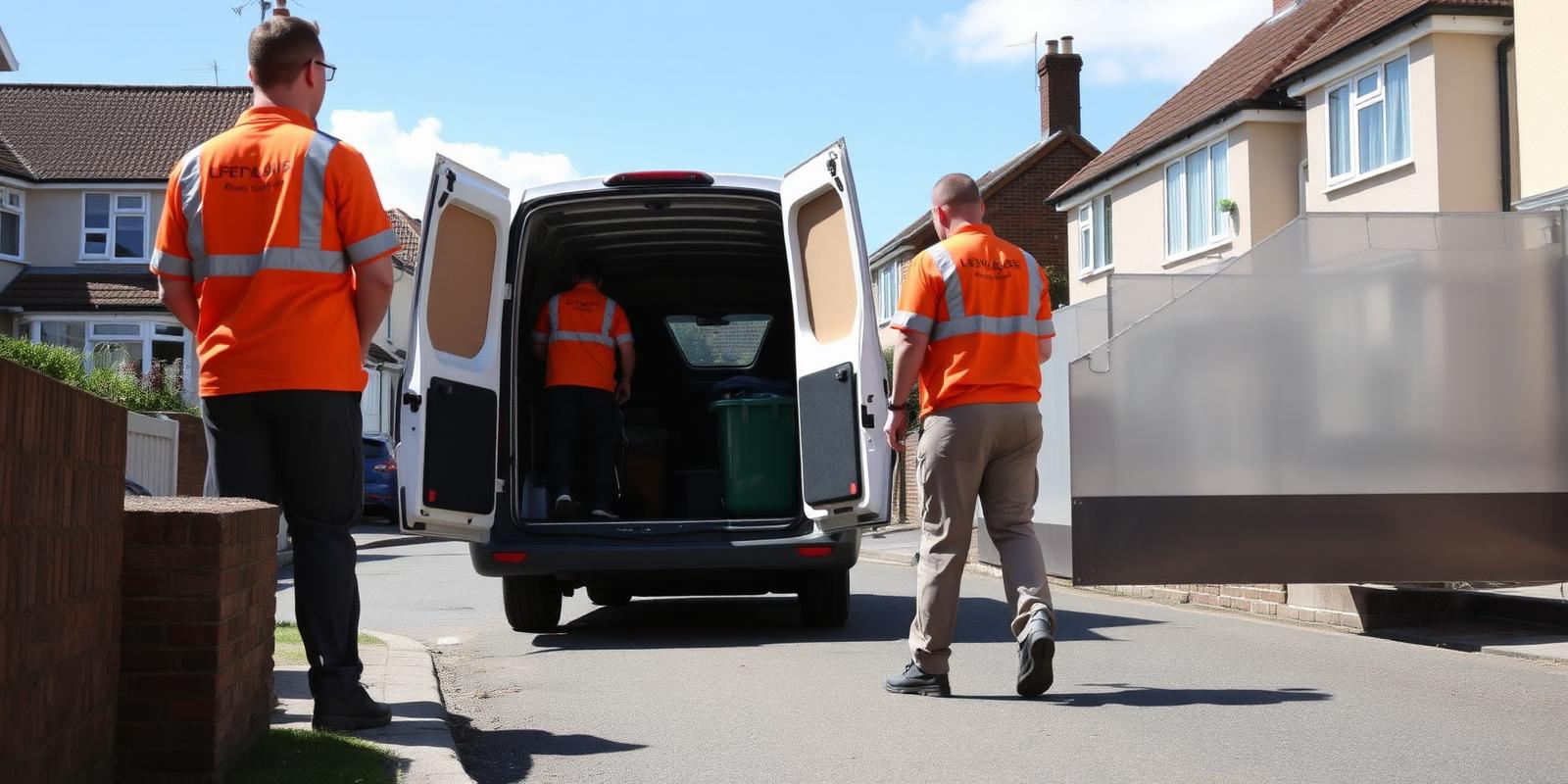 Law Waste Removal team loading a van on a South Devon street